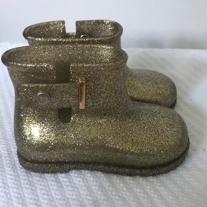 Mini Melissa Gold Sparkle Rainboots - 7 toddler